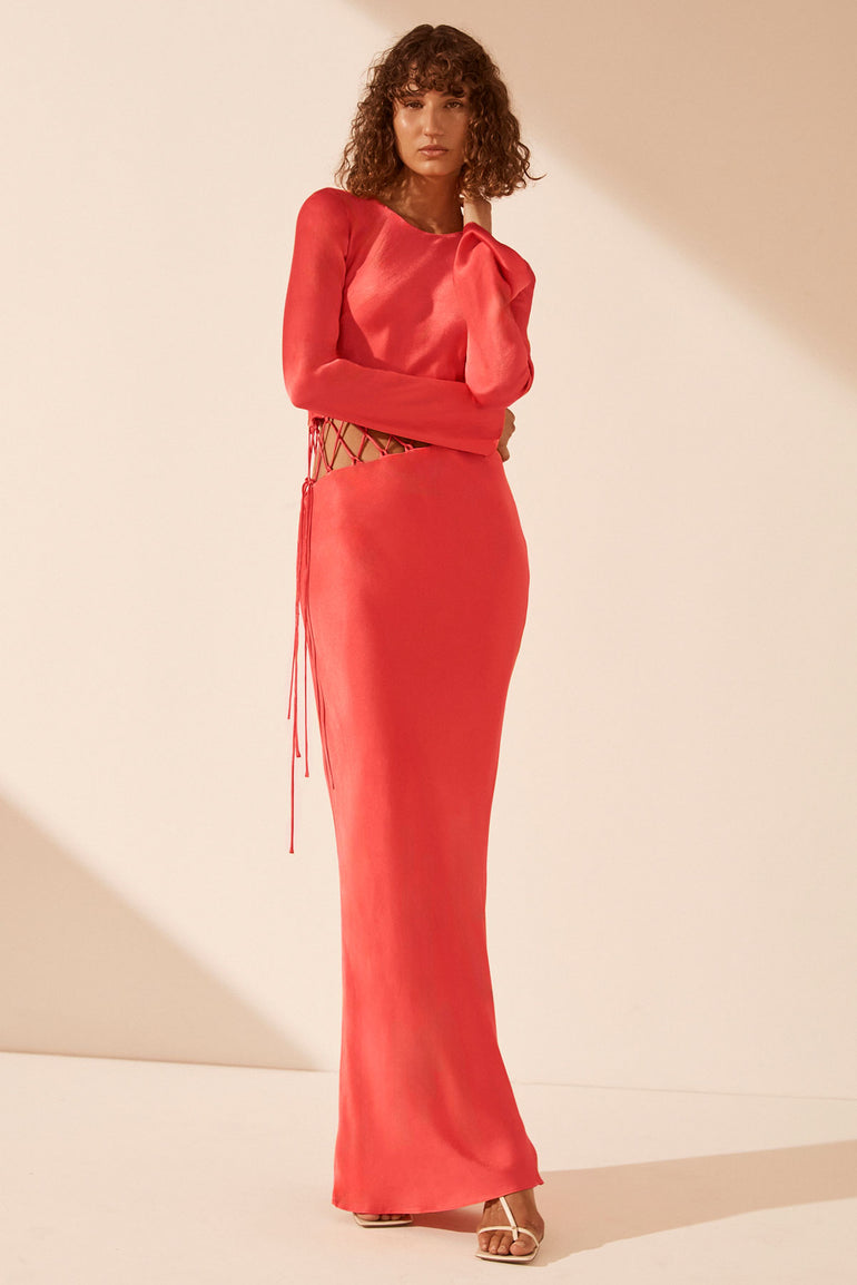 Shona Joy Lydie Asymmetrical Maxi Dress Poppy Red