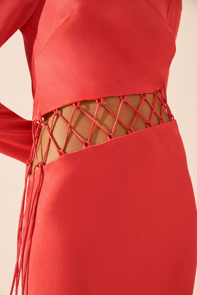 Shona Joy Lydie Asymmetrical Maxi Dress Poppy Red