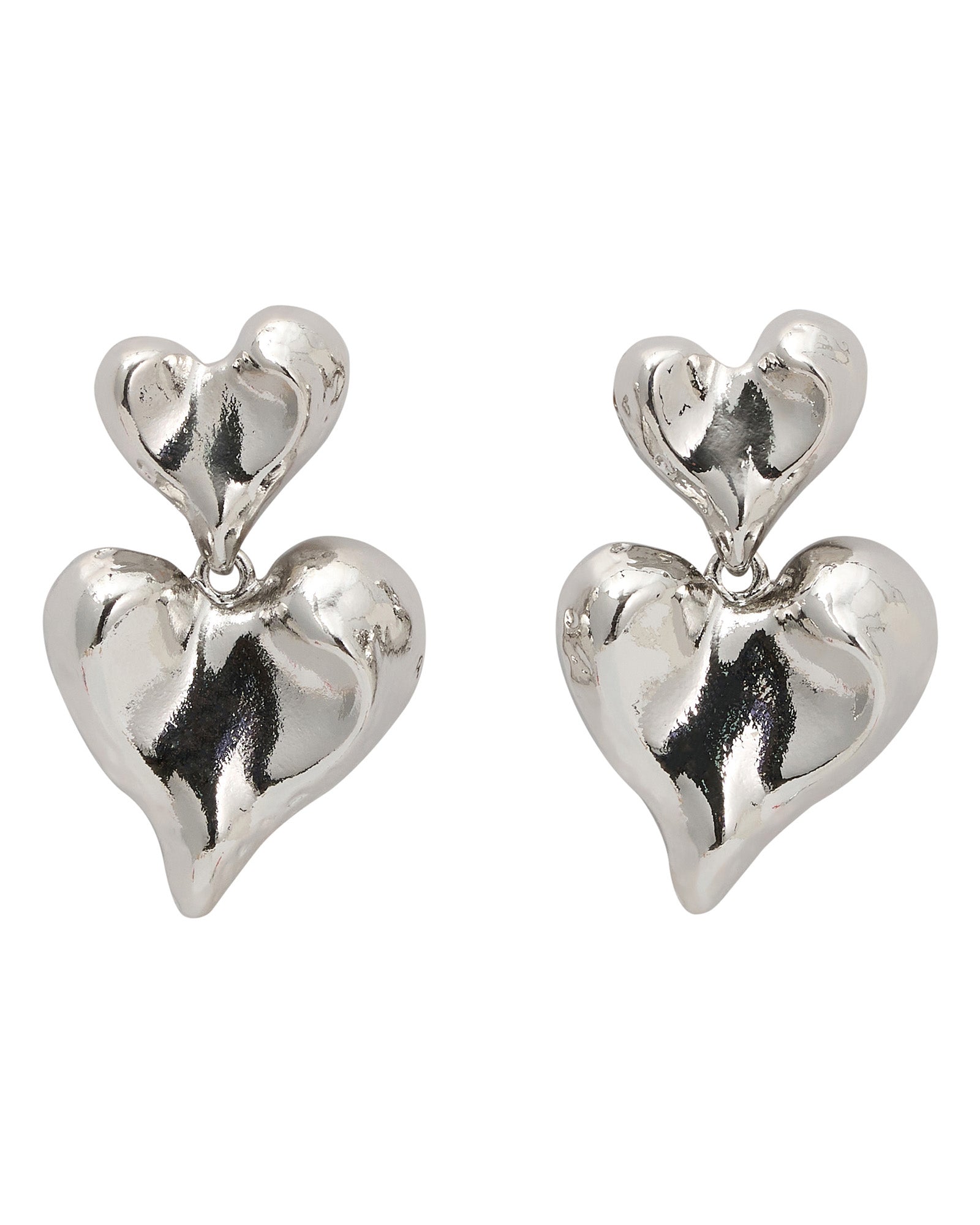 Pair of silver heart-shaped earrings - La Bohème Girls Lira Heart Earring Silver