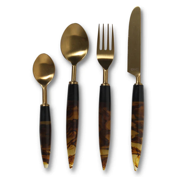 Kip&Co Smokey Amber Cutlery Set Of 8