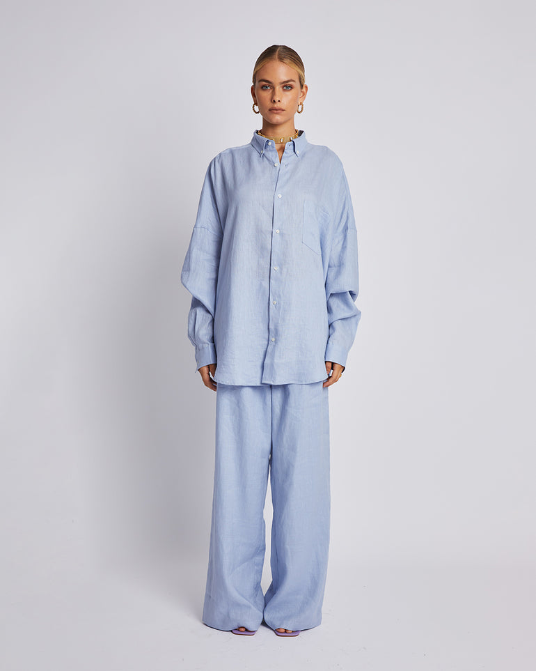 Summi Summi Long Sleeve Oversized Shirt Alice Blue