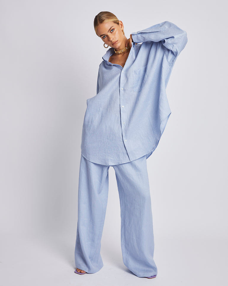 Summi Summi Long Sleeve Oversized Shirt Alice Blue
