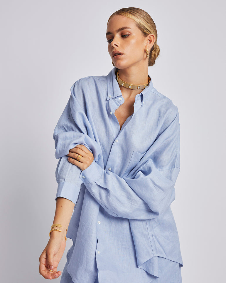 Summi Summi Long Sleeve Oversized Shirt Alice Blue