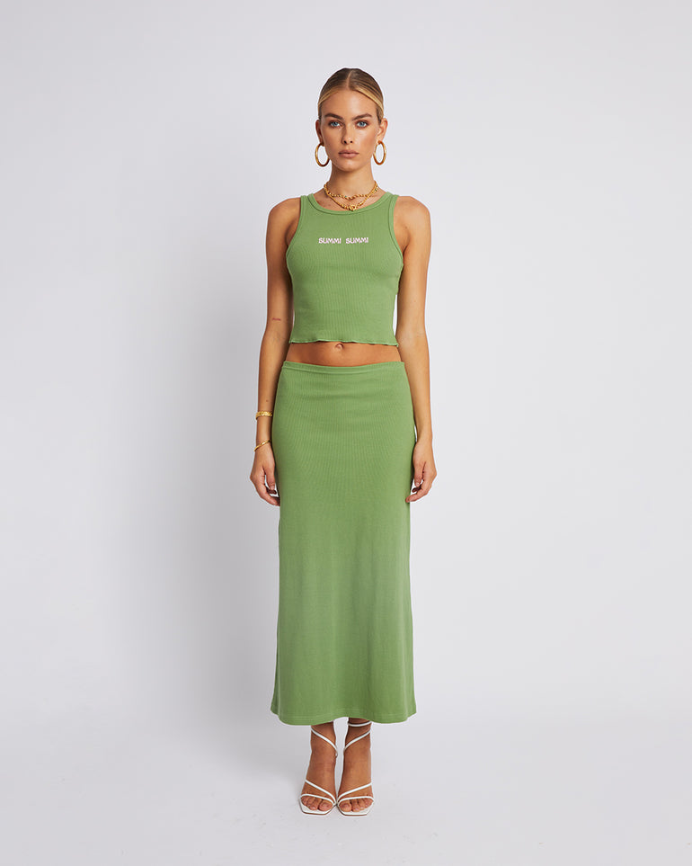 Summi Summi Cropped Racer Tank Olive