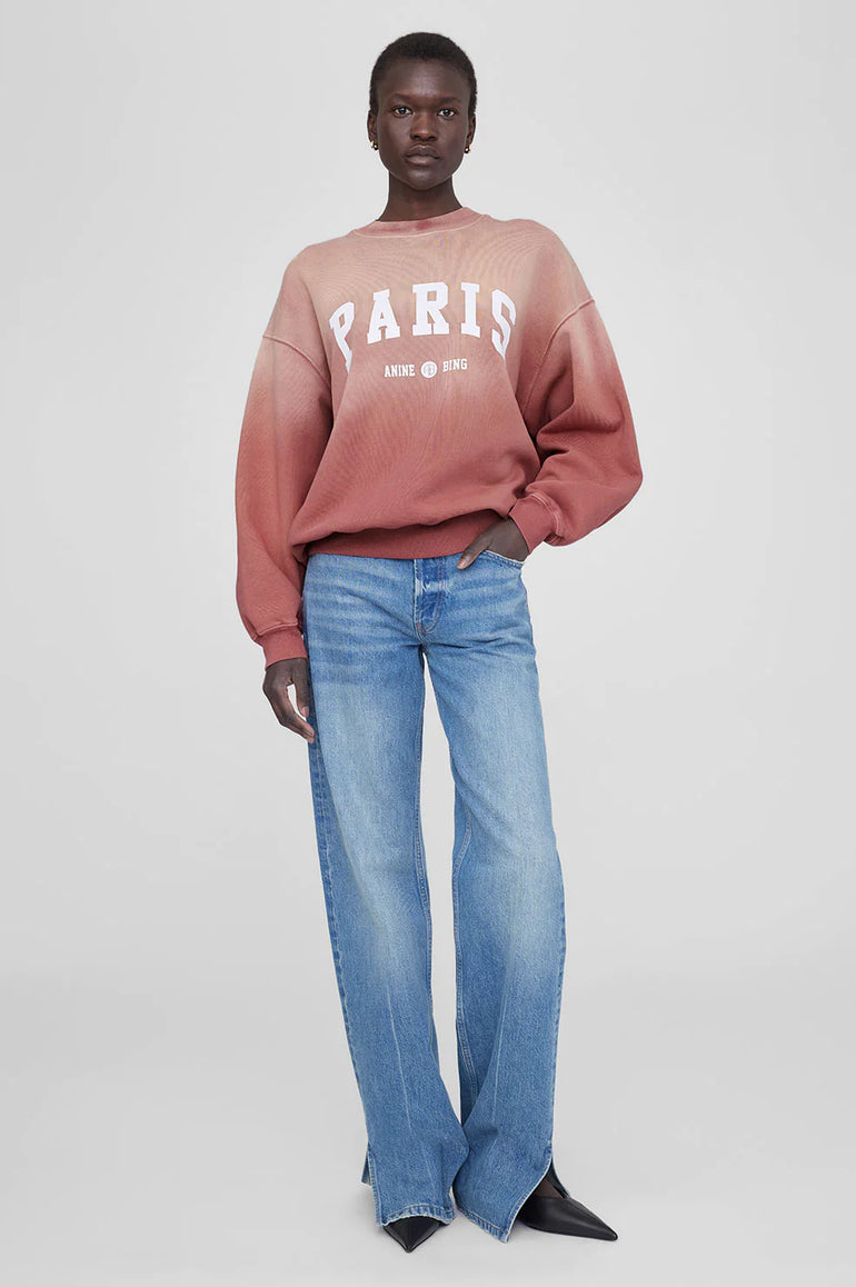 Anine Bing Jaci Sweatshirt University Paris Washed Faded Terracotta