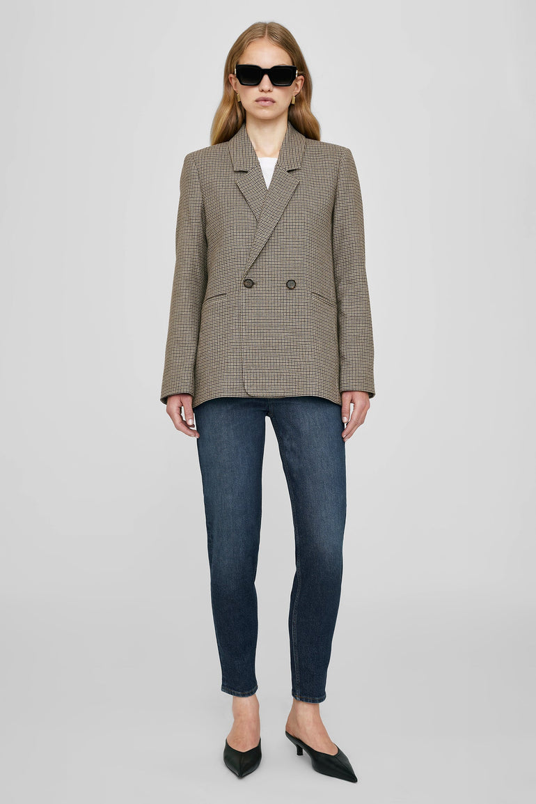 Anine Bing Madeleine Blazer Mini Houndstooth