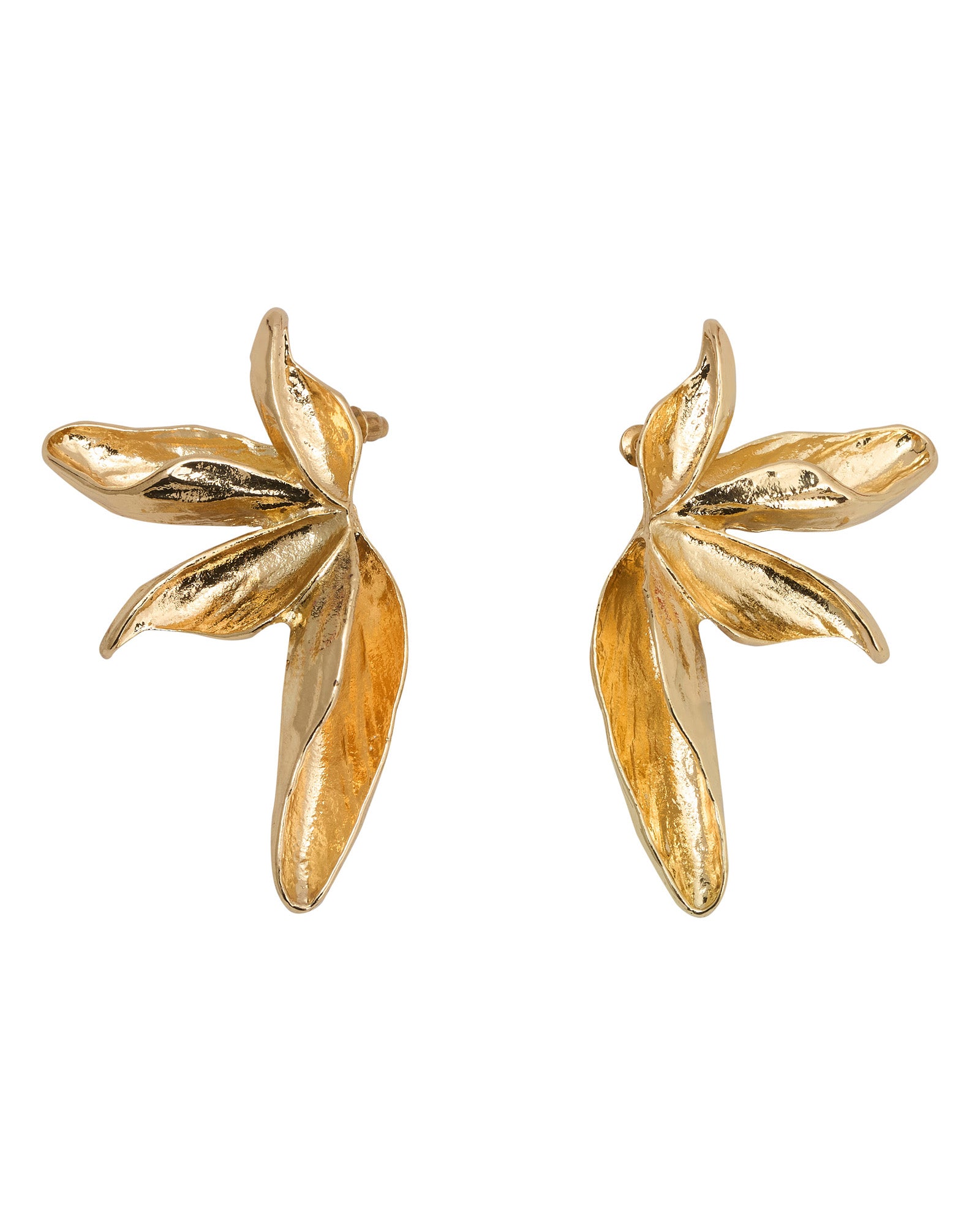 Pair of gold leaf-shaped earrings