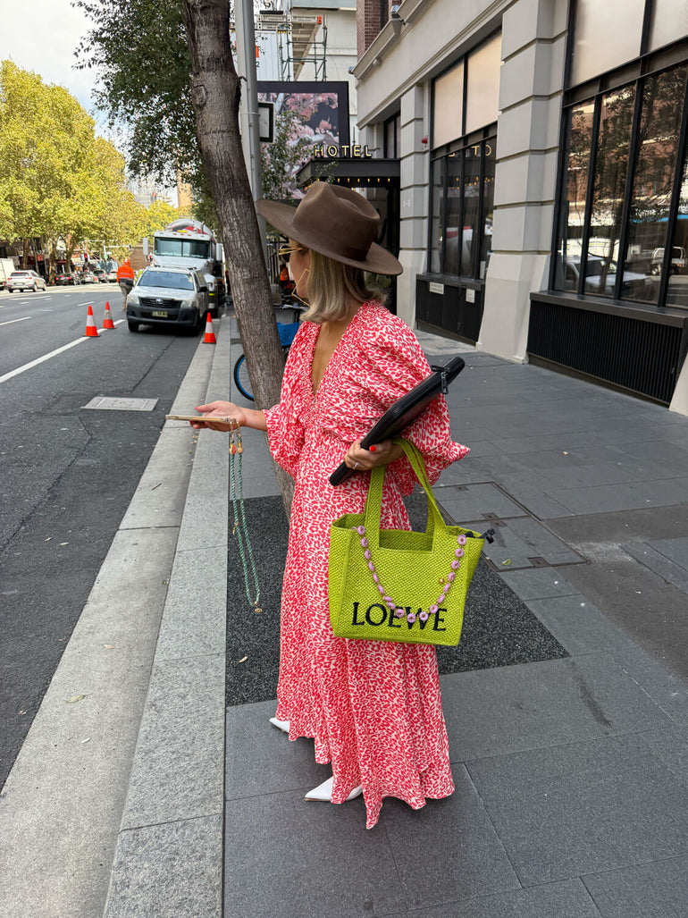 La Bohème Girls Essie V Neck Maxi Dress Coral Oat Leopard