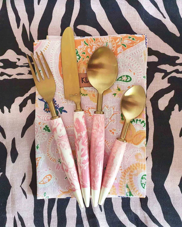 Kip&Co Pink Marble Cutlery Set Of 8