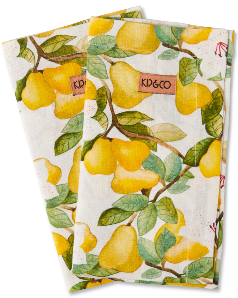 Kip&Co Summer Lily White Linen 4P Napkin Set