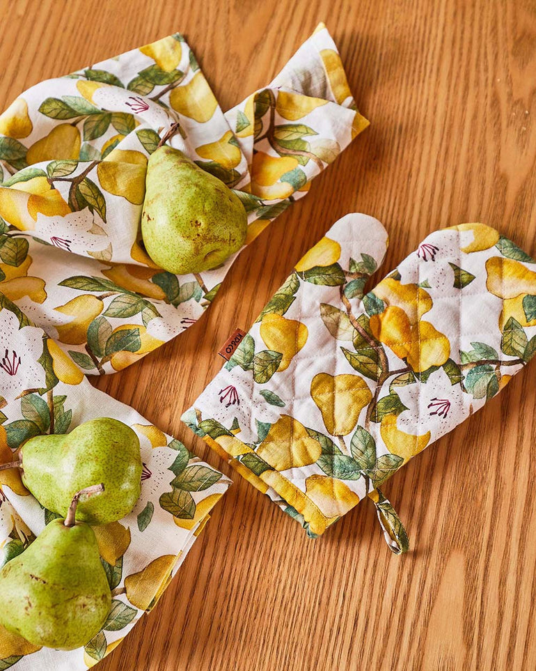 Kip&Co Summer Lily White Linen Tea Towel
