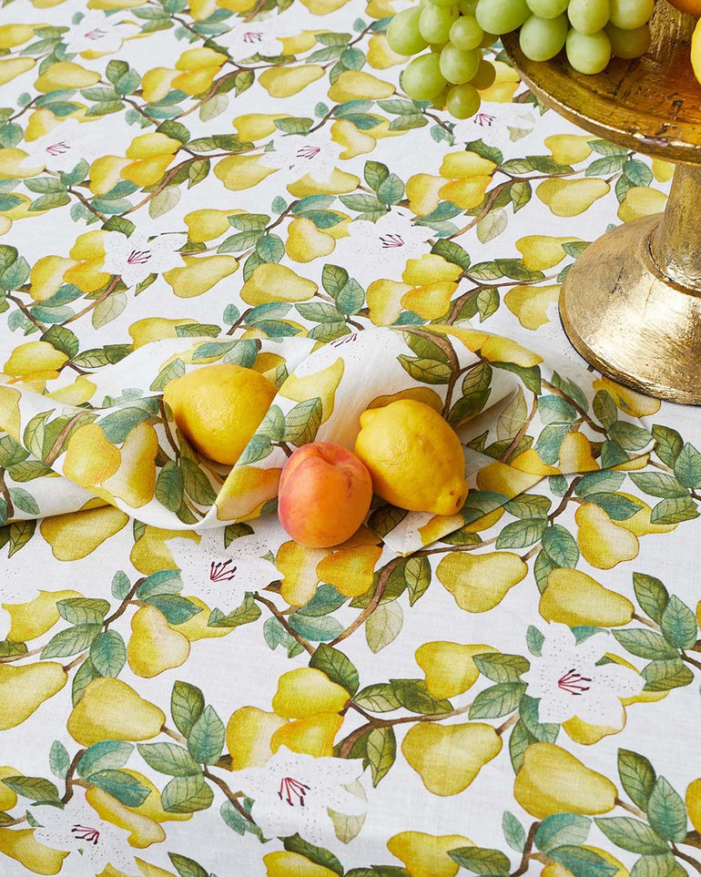 Kip&Co Summer Lily White Linen Tablecloth