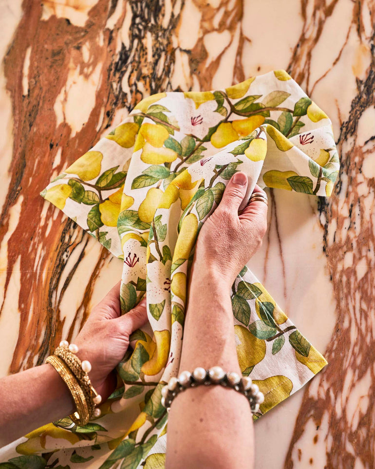 Kip&Co Summer Lily White Linen Tea Towel