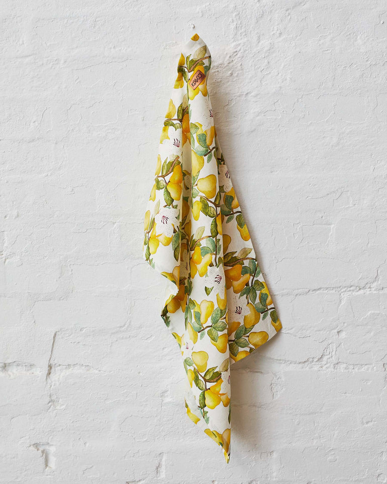 Kip&Co Summer Lily White Linen Tea Towel