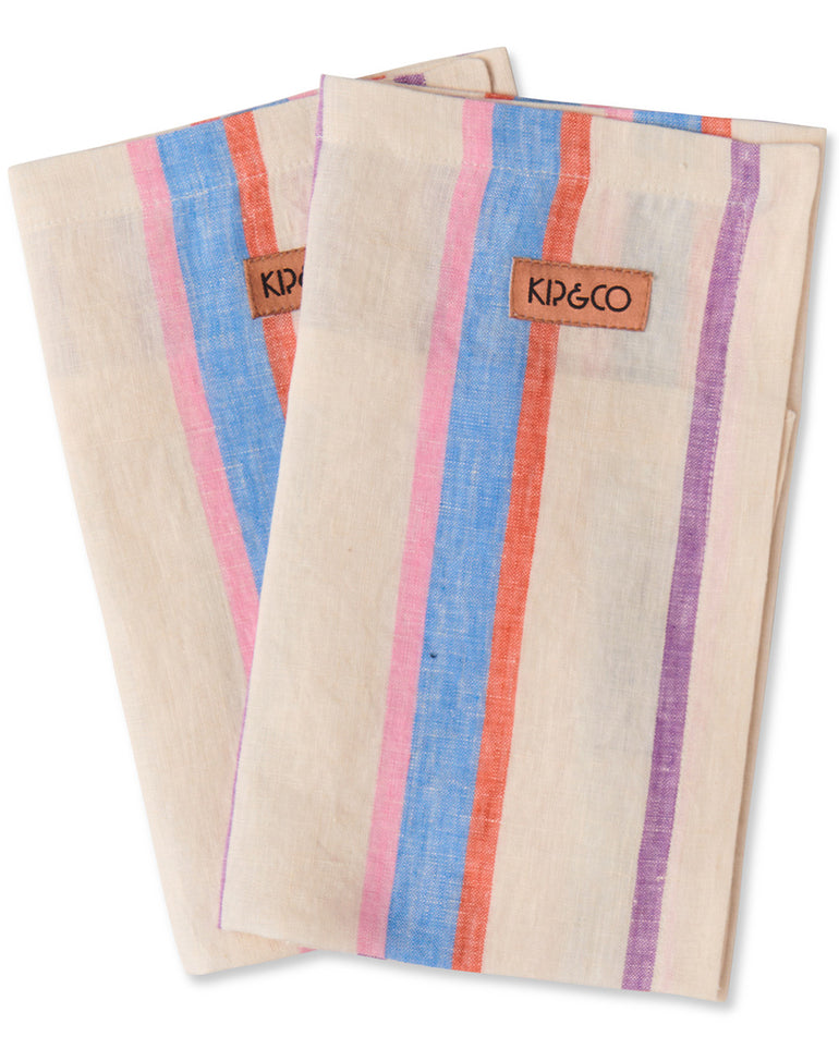 Kip&Co Maldives Stripe Linen 4P Napkin Set