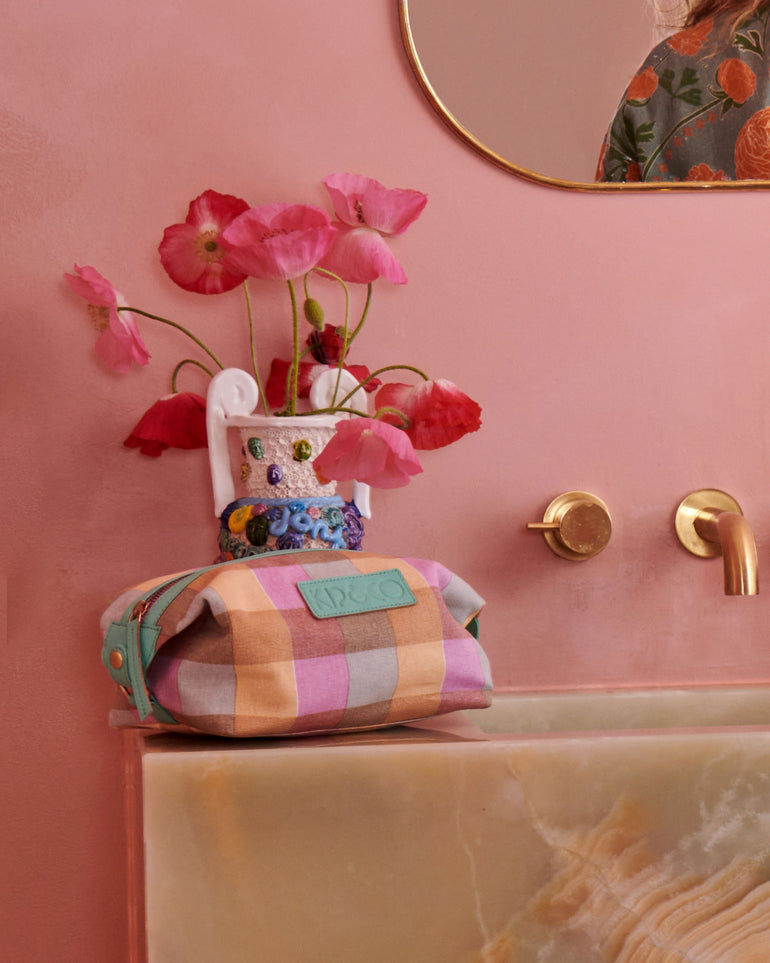 Kip&Co Sherbet Tartan Toiletry Bag