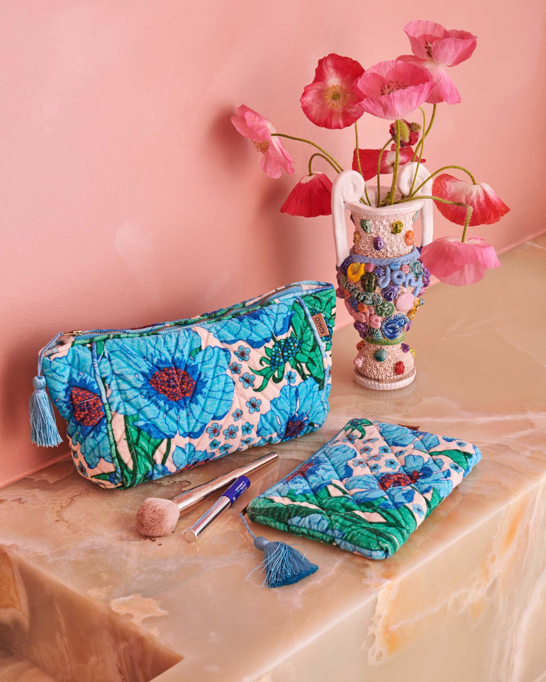 Kip&Co Tumbling Flowers Velvet Toiletry Bag