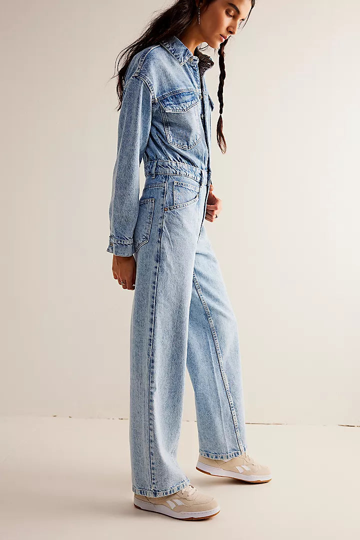 Free People Touch The Sky Denim One Piece Cloud 9