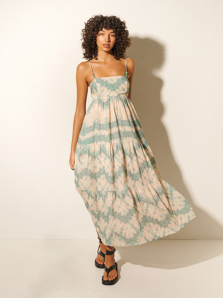 Kivari Mirage Maxi Dress Green Tie Dye