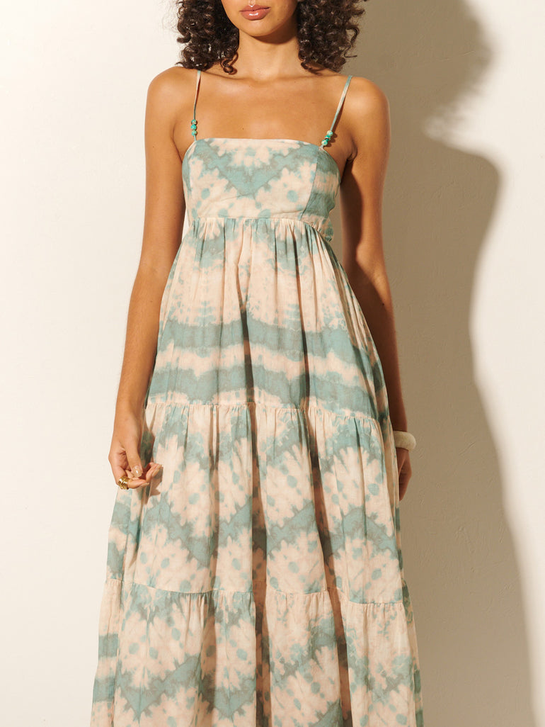 Kivari Mirage Maxi Dress Green Tie Dye