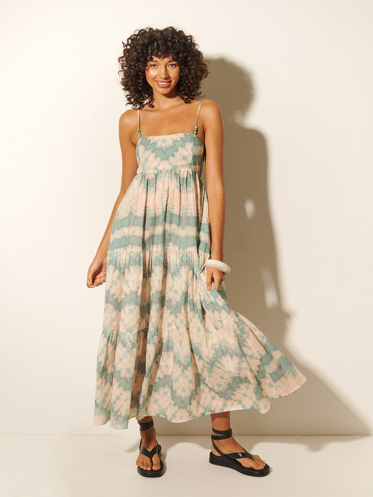 Kivari Mirage Maxi Dress Green Tie Dye