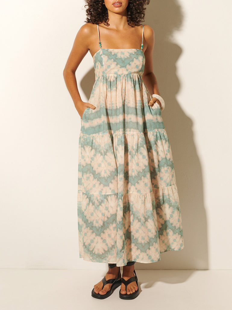 Kivari Mirage Maxi Dress Green Tie Dye