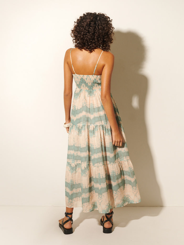 Kivari Mirage Maxi Dress Green Tie Dye