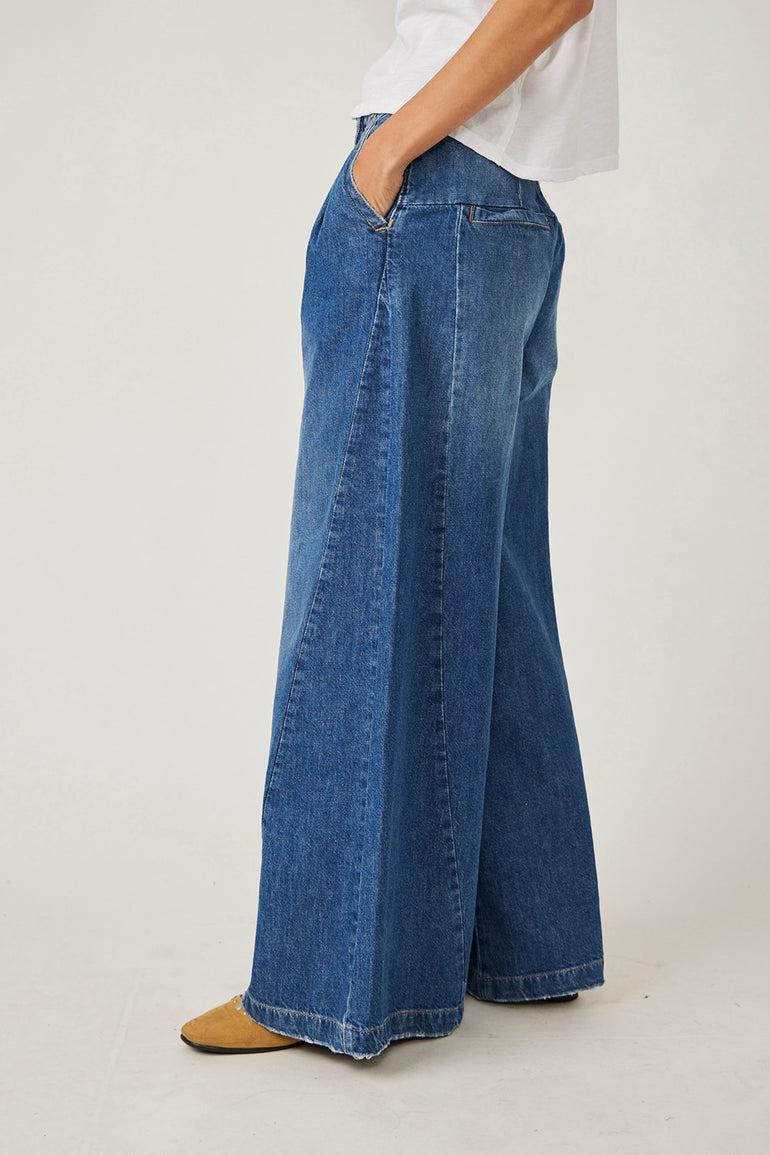 Free People Equinox Denim Trouser Lake Life