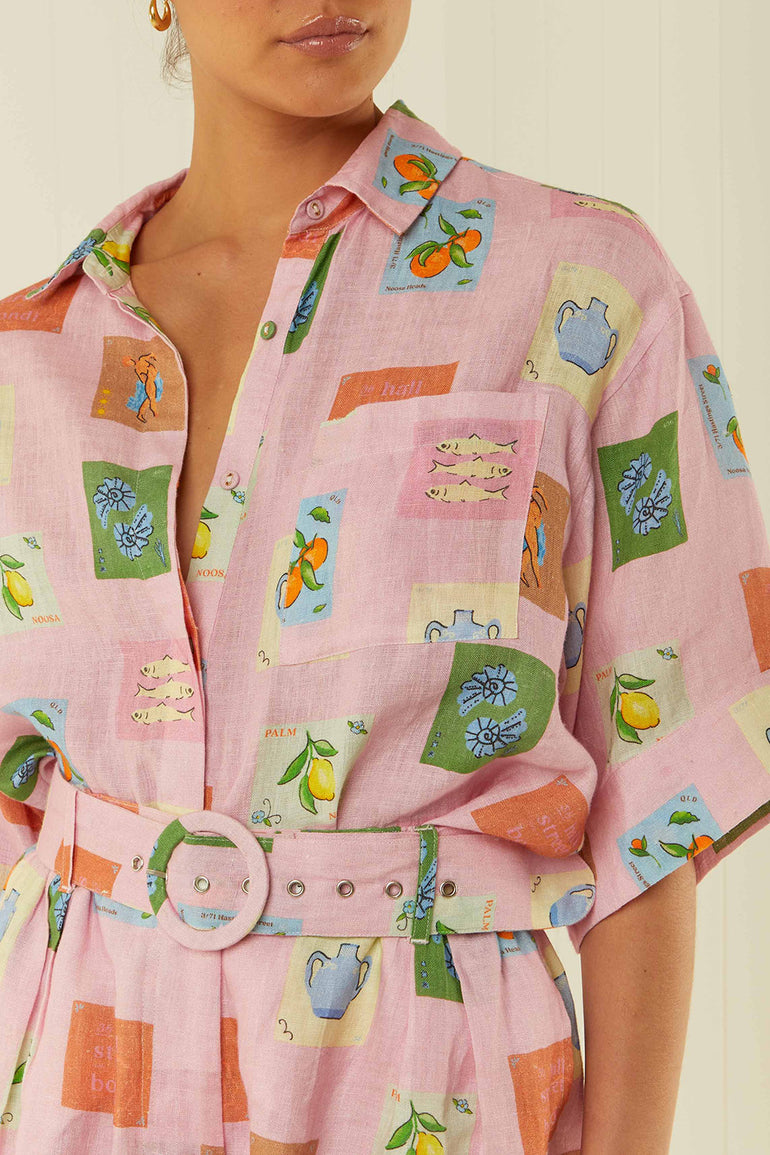 Palm Noosa Mirage Shirt Pink Emblem