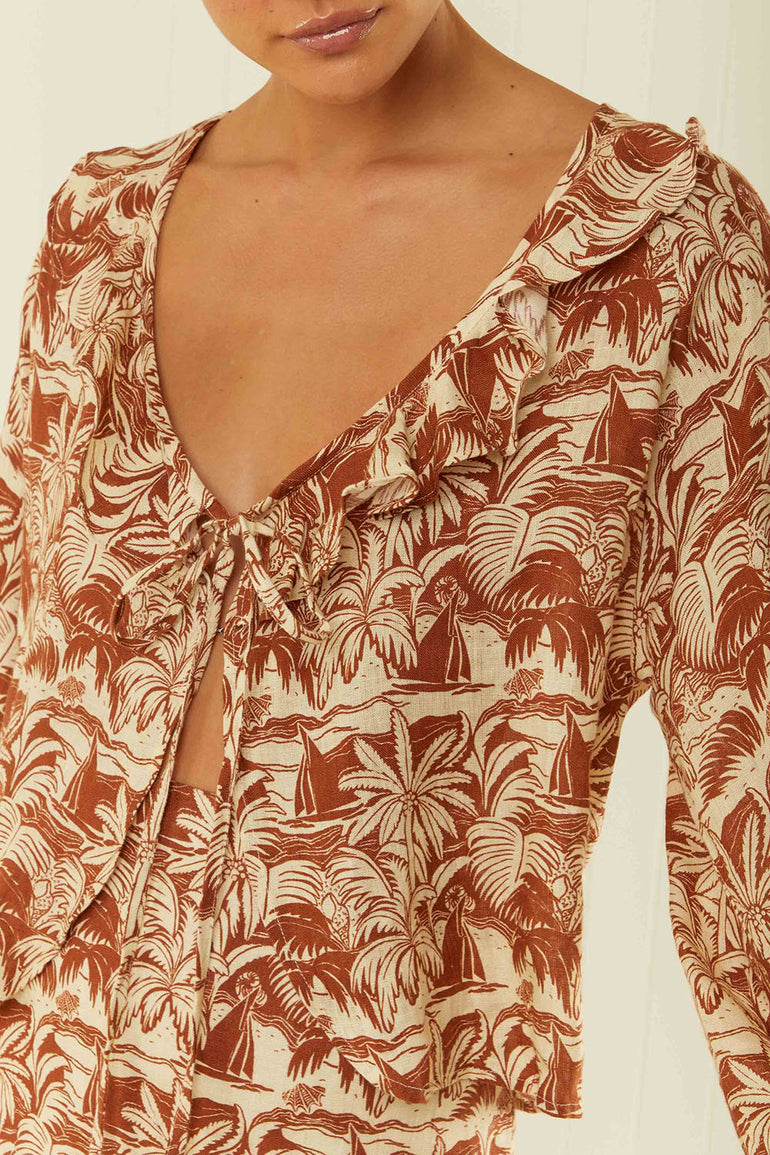 Palm Noosa Cava Top Brown Palm Scene