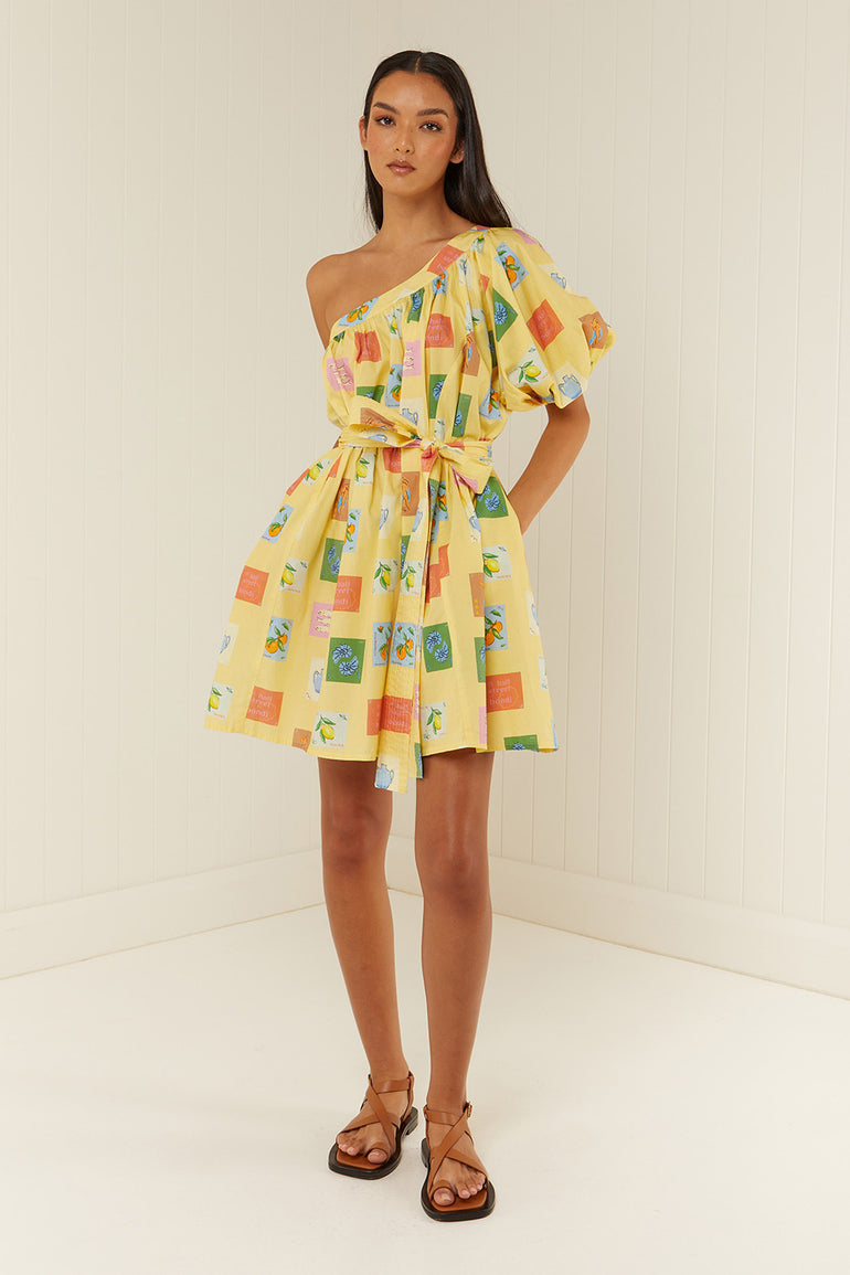 Palm Noosa Lotus Mini Dress Yellow Emblem