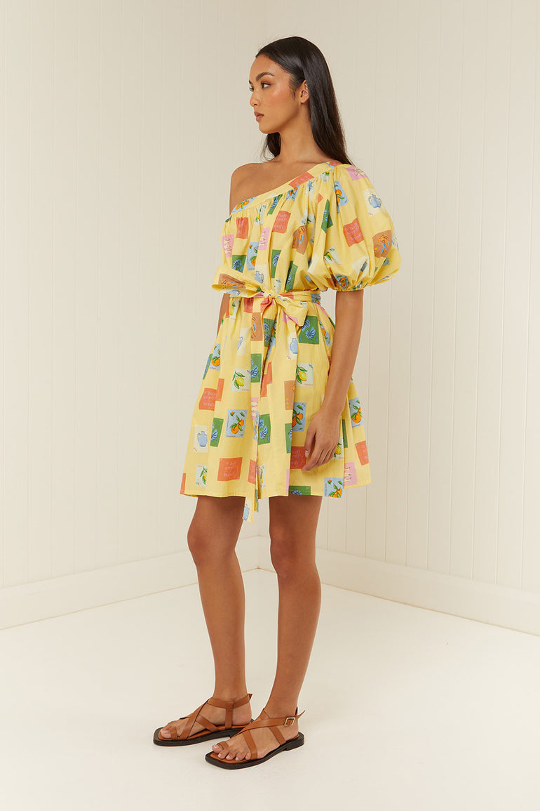 Palm Noosa Lotus Mini Dress Yellow Emblem