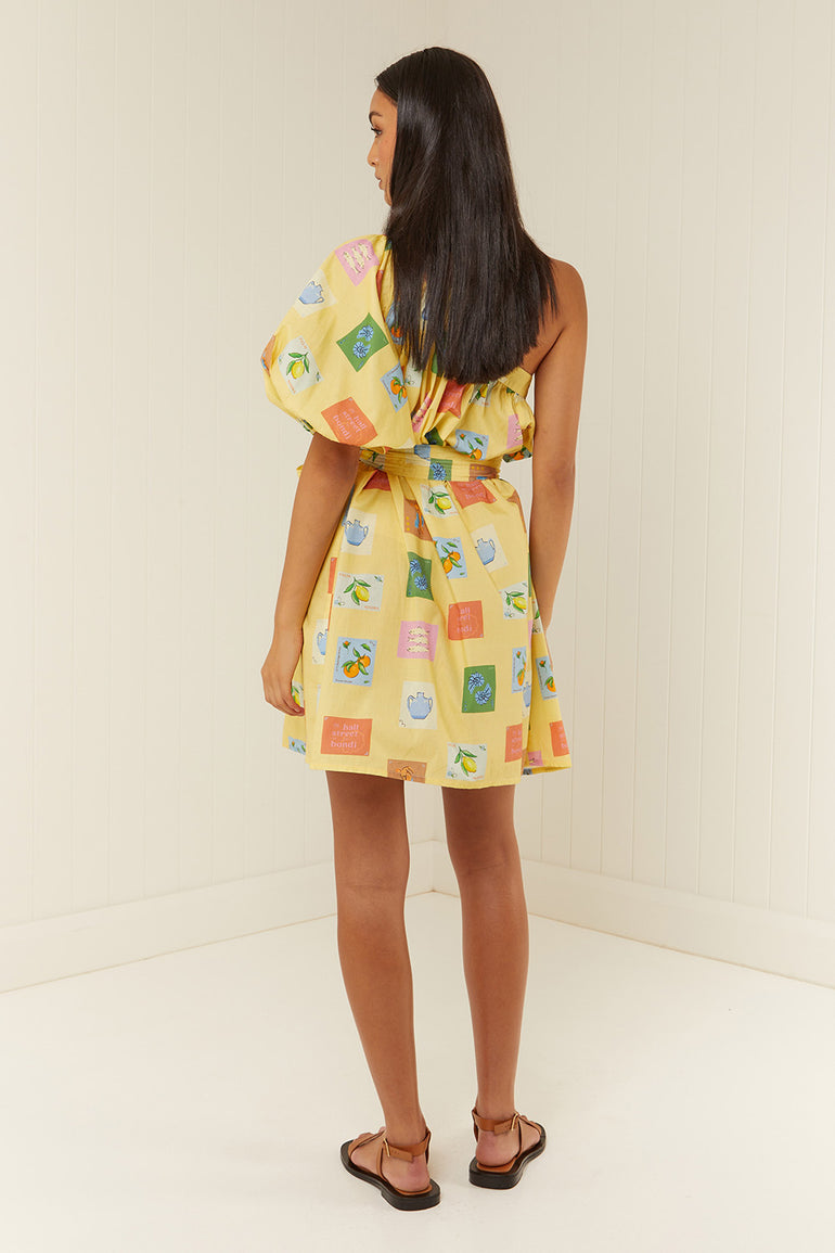 Palm Noosa Lotus Mini Dress Yellow Emblem