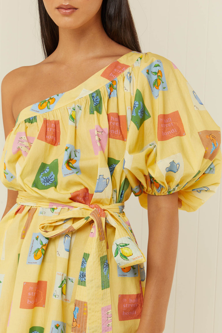 Palm Noosa Lotus Mini Dress Yellow Emblem