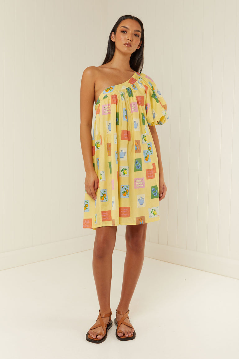 Palm Noosa Lotus Mini Dress Yellow Emblem
