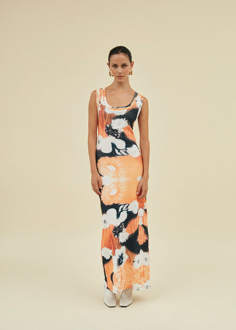Kinga Csilla Smoky Daisy Rib Midi Dress