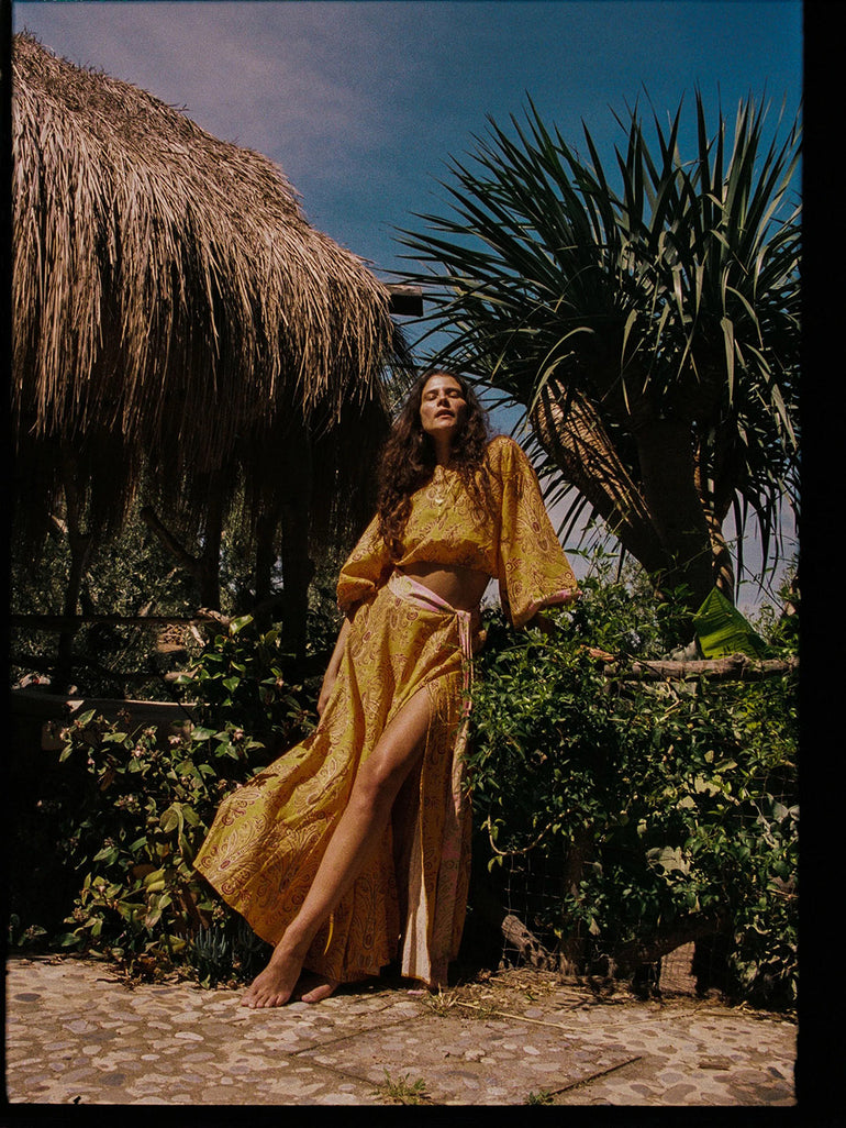 Boteh Wallpaper Maxi Wrap Skirt