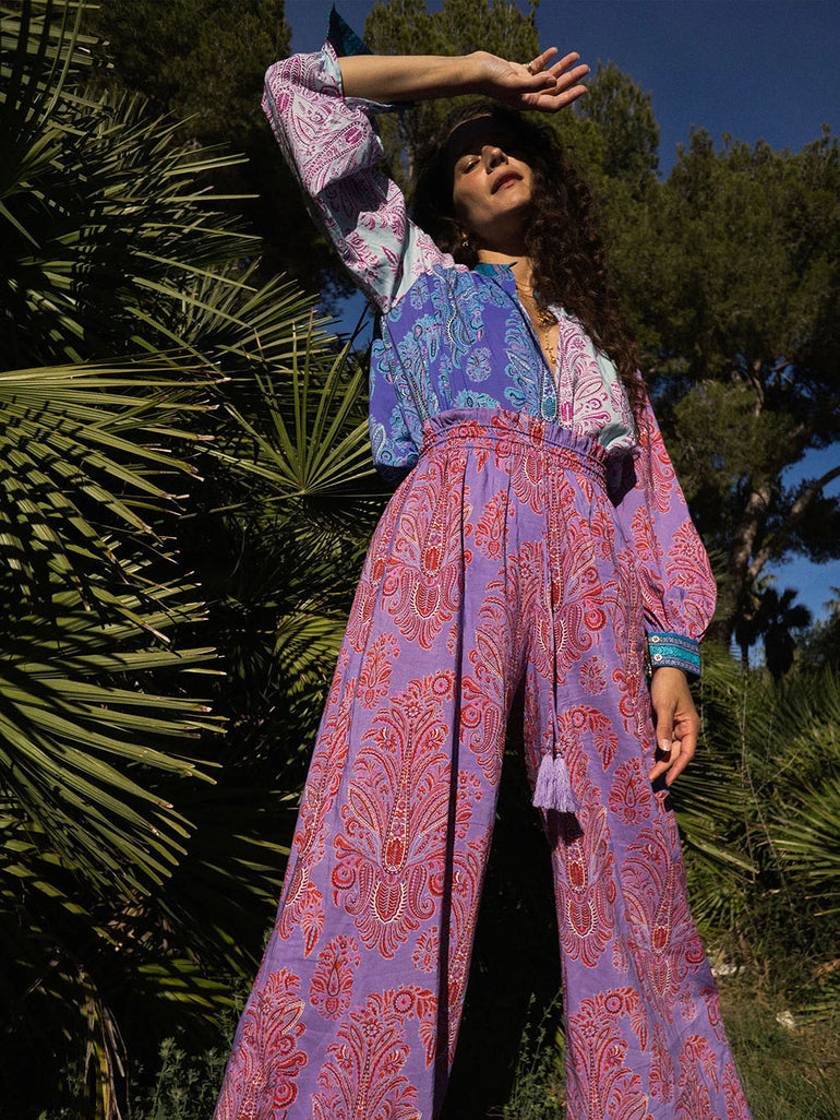 Boteh Wallpaper Swing Wide Leg Pant