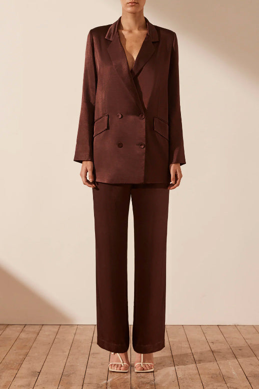 Shona Joy Lana Double Breasted Blazer Cocoa