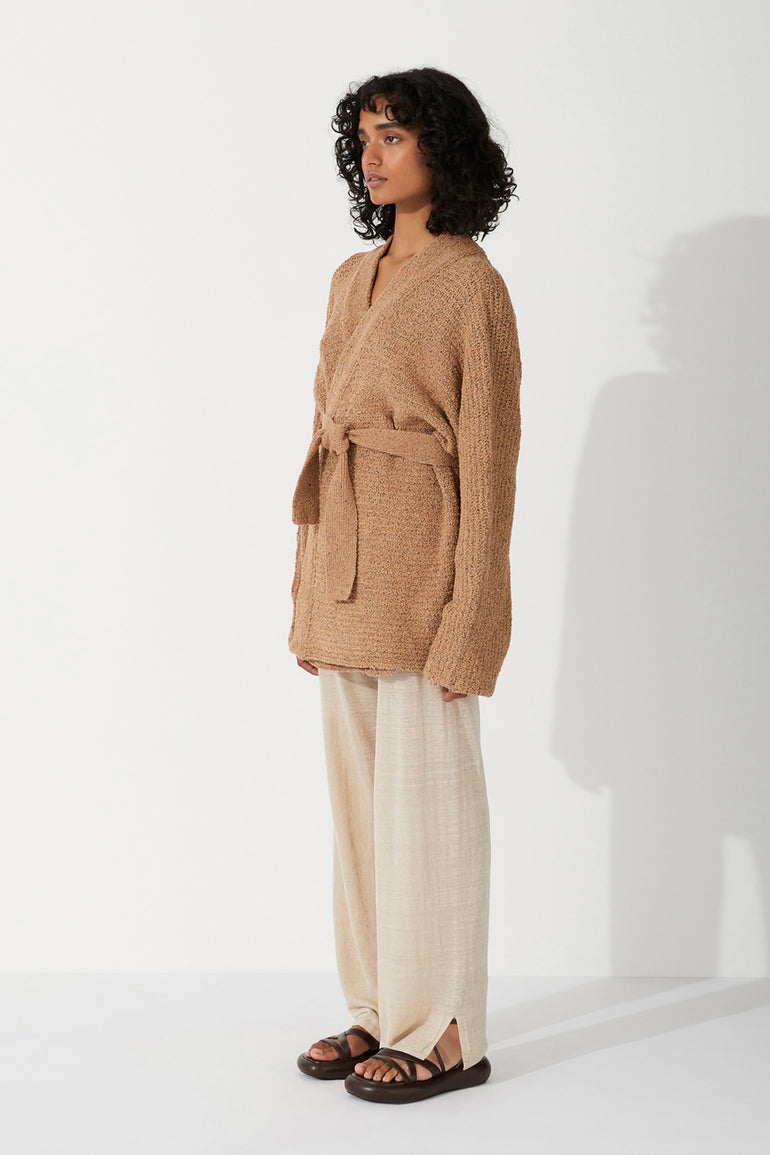 Zulu & Zephyr Almond Cotton Blend Knit Cardigan
