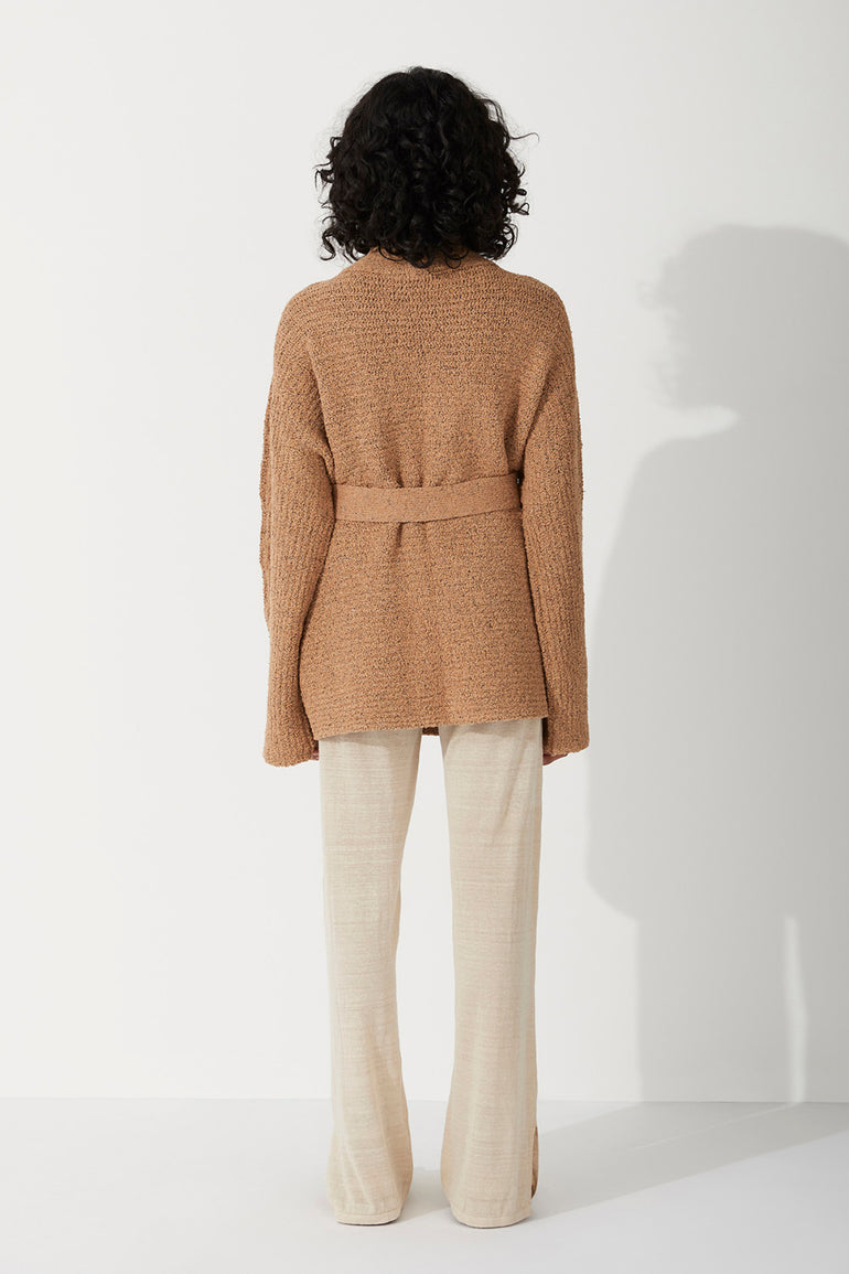 Zulu & Zephyr Almond Cotton Blend Knit Cardigan