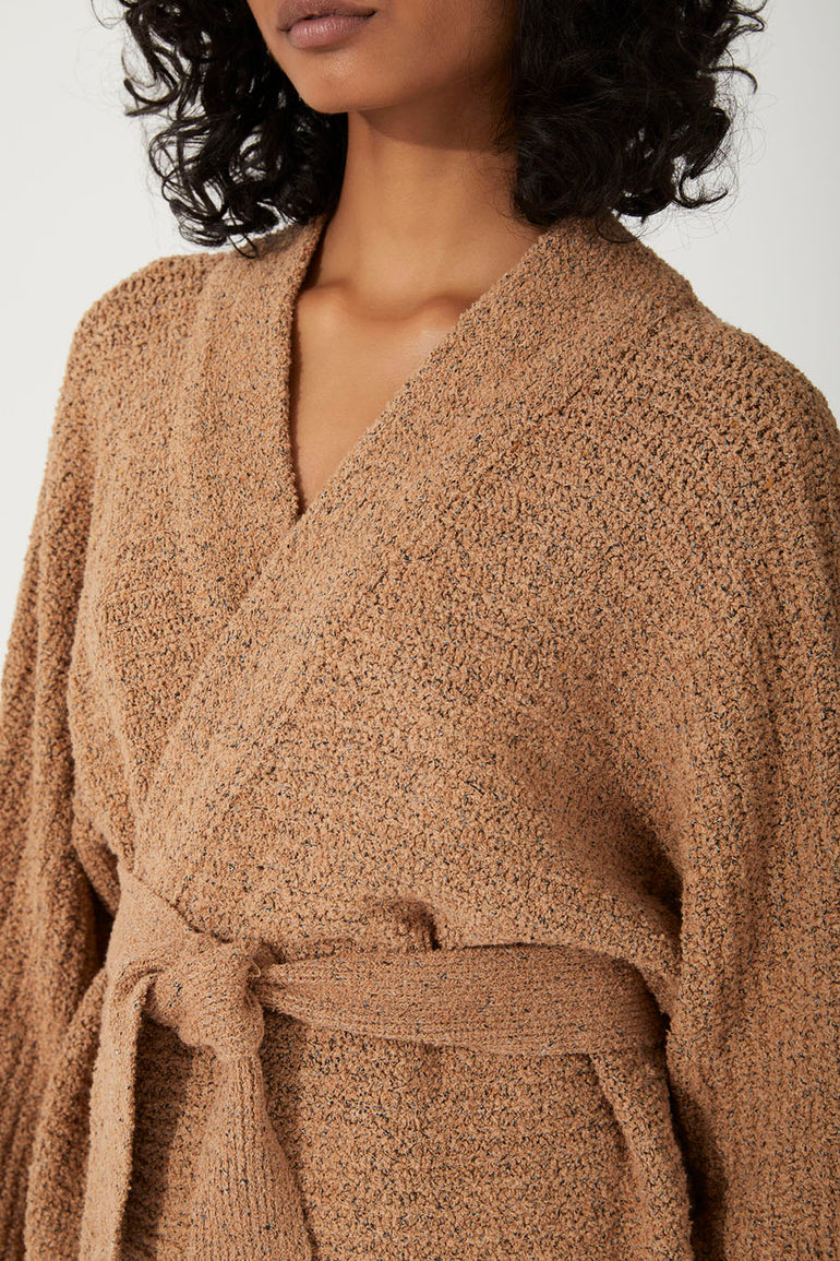 Zulu & Zephyr Almond Cotton Blend Knit Cardigan