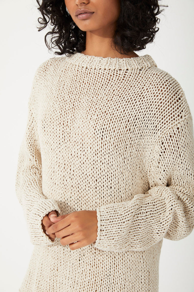 Zulu & Zephyr Sand Linen Cotton Blend Hand Knit Jumper