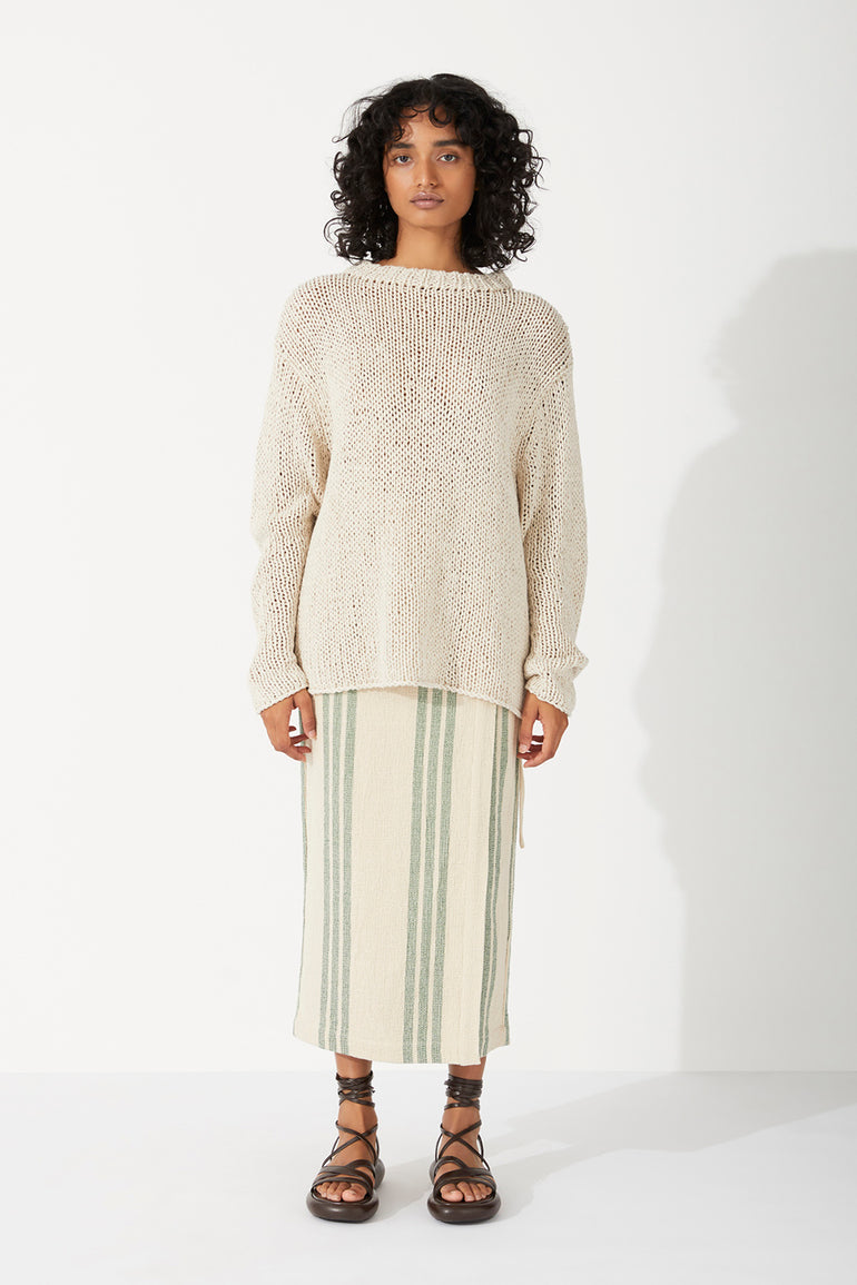 Zulu & Zephyr Sand Linen Cotton Blend Hand Knit Jumper