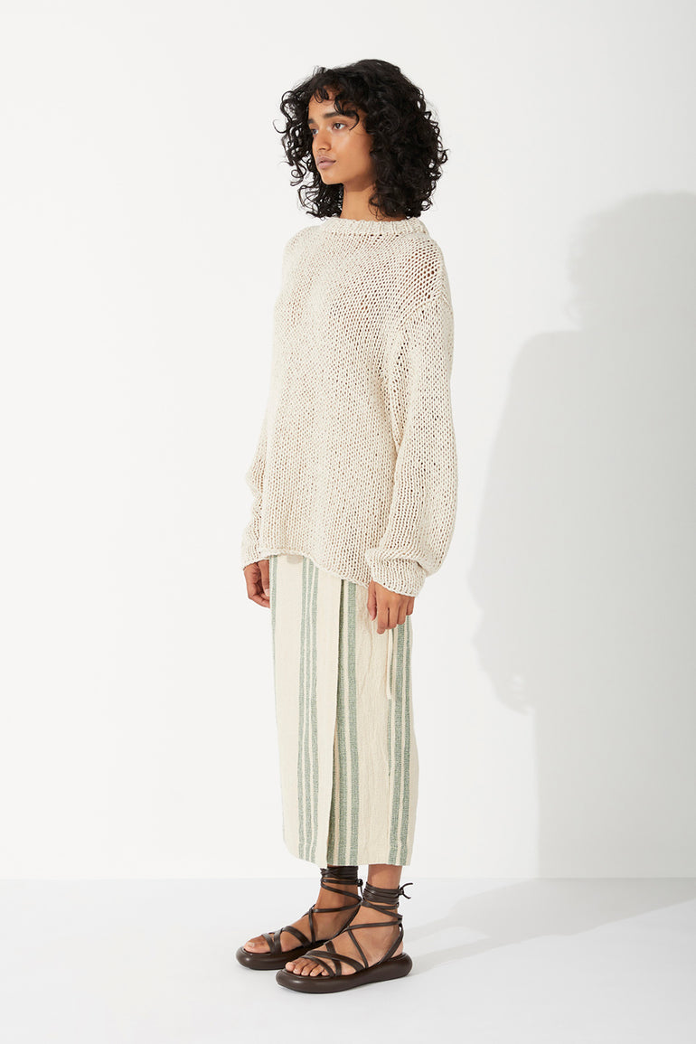 Zulu & Zephyr Sand Linen Cotton Blend Hand Knit Jumper