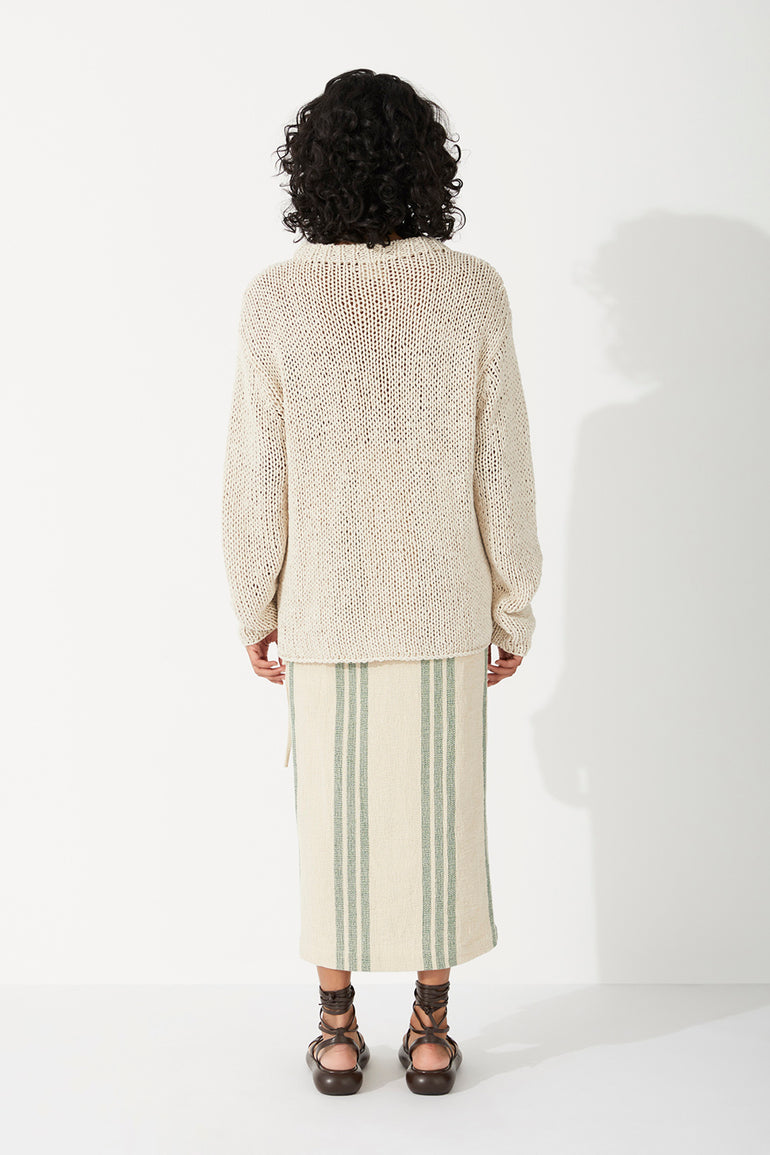 Zulu & Zephyr Sand Linen Cotton Blend Hand Knit Jumper