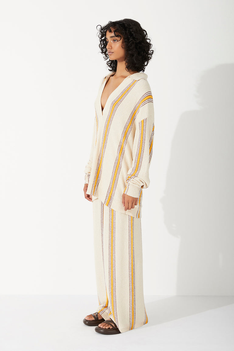 Zulu & Zephyr Cabana Stripe Organic Cotton Blend Knit Pant