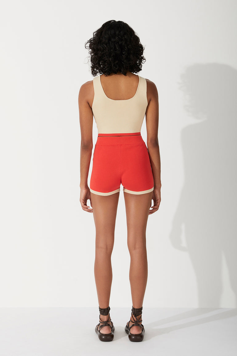 Zulu & Zephyr Sand Contrast Organic Cotton Blend Knit Top