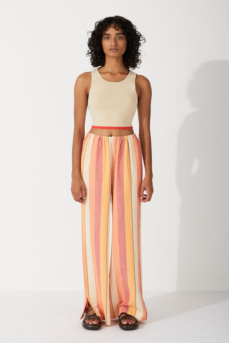 Zulu & Zephyr Sand Contrast Organic Cotton Blend Knit Top