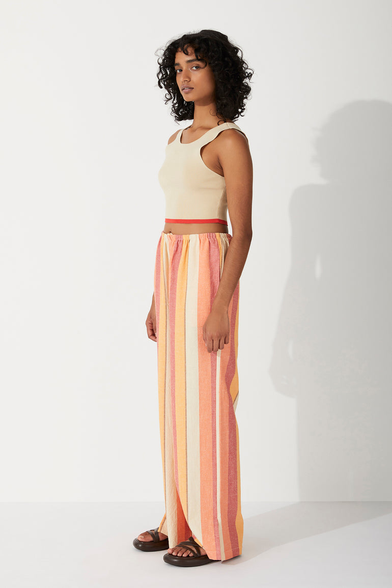 Zulu & Zephyr Sand Contrast Organic Cotton Blend Knit Top